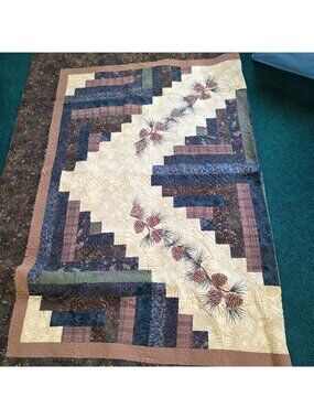 Donna Sharp Cabin Raising Pine Cone Cotton Quilted Bedding Throw Blanquet 70x90